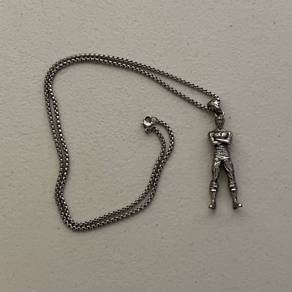 Roronoa Zoro One Piece Charm Pendant Necklace Silver 24" Box Chain Luffy